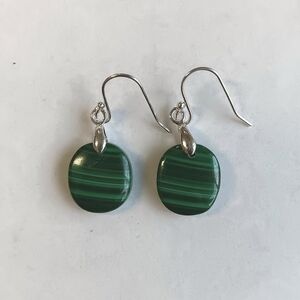 Malachite Gemstone Earrings with 925 Sterling Silver Findings